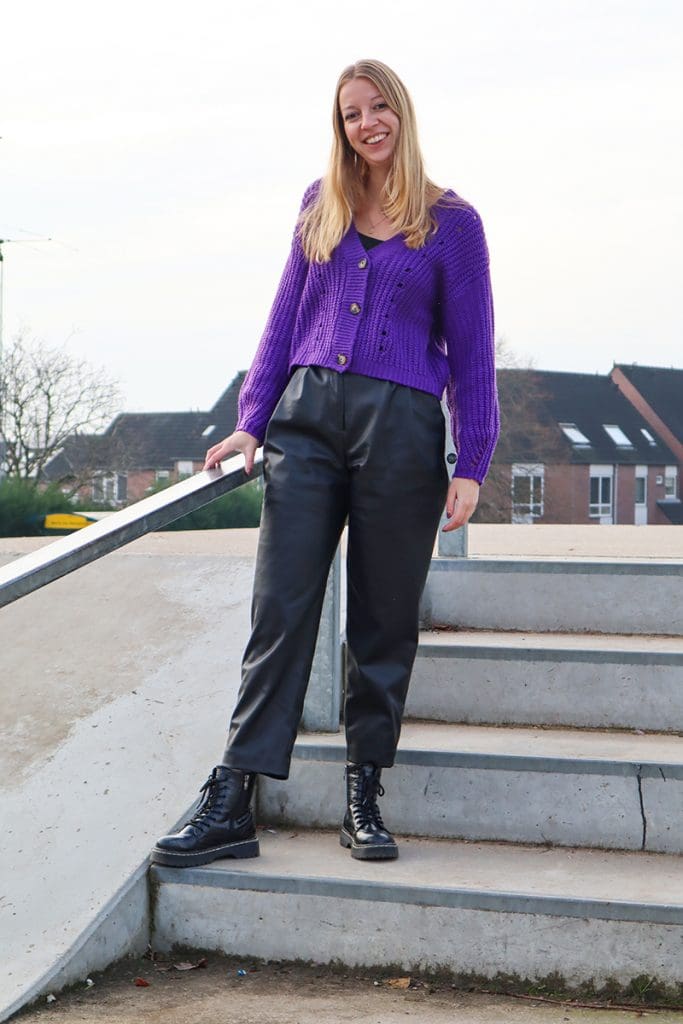 leren mom jeans outfit